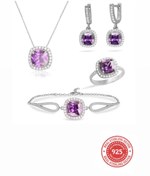 Resim RICH AMETİST DIAMOND SET (Gerçek Gümüş) 