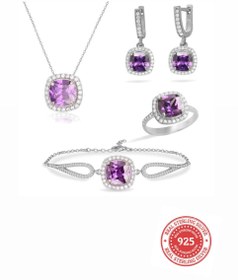 Resim RICH AMETİST DIAMOND SET (Gerçek Gümüş) 