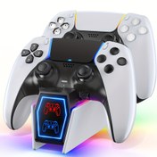Resim PS5 DualSense Kablosuz Şarj Standı, Ayarlanabilir LED Taban İstasyonu, Hafıza Fonksiyonu, ABS Malzeme, Entegre Elektronik Bileşenler, Elite Denetleyicilerle Uyumlu - 2 Saat Hızlı Şarj 