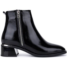 Resim Tamer Tanca Kadın Hakiki Deri Siyah Rugan Topuklu Bot 488 4001 Bn Bot Sk25-26 Sıyah Rgn Siyah 