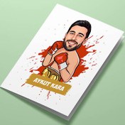 Resim Boksör Erkek Karikatürlü Tebrik Kartı 