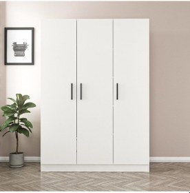 Resim Minar Kale 3 Kapaklı Zincir Dolap - Gardrop - Beyaz 210cm 