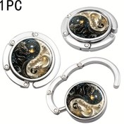Resim Yin Yang Dragon Katlanabilir El Çantası Askısı, Çinko Alaşımlı Taşınabilir Masa Çantası Askısı, Kadınlar İçin Olgun Tarz Aksesuarı 