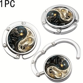 Resim Yin Yang Dragon Katlanabilir El Çantası Askısı, Çinko Alaşımlı Taşınabilir Masa Çantası Askısı, Kadınlar İçin Olgun Tarz Aksesuarı 