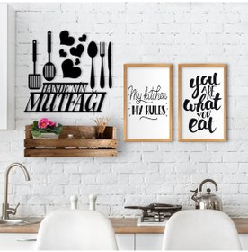 Resim Bk Home Dekoratif Doğal Ahşap Raf Mutfak Konseptli 2’Li Ahşap Tab (489668871) 