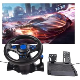 Resim Gaming Direksiyon Konsolu Gaz Pedalı+Fren,titreşimli Dönüş Çok Işlevli Pc Uyumlu Oyuncu Yarış Direksiyonu 