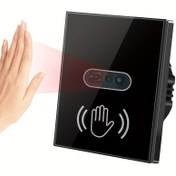 Resim 1 adet Duvar Işığı Anahtarı Kızılötesi IR Sensör Dokunmaya Gerek Yok AB İNGİLTERE 220V 110V Cam Ekran Panel Elektrik Gücü Açık Kapalı Lamba 