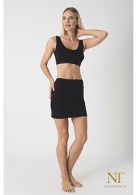 Resim Nt Underwear Bambu Mini Etek Astarı, Mini Jupon - Doğal Kumaş, Modern Kalıp. Siyah 