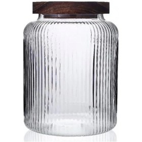 Resim Mien Men 1s11 Ahşap Kapaklı Cam Kavanoz 1200 Cc Şeffaf 