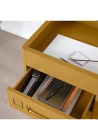 Resim Çekmeceli Çelik Ofis-Makyaj-Eşya Düzenleyici MeridyenDukkan Keson Hardal Sarı Renk 42x61 Cm Tekerlekli Meridyendukkan 
