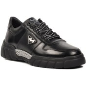 Resim MARCOMEN Ayakmod Siyah Haki Deri Erkek Sneaker 
