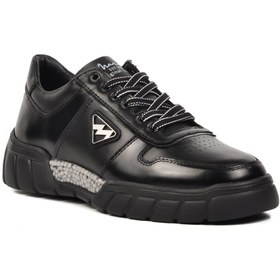 Resim MARCOMEN Ayakmod Siyah Haki Deri Erkek Sneaker 
