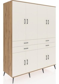 Resim Kronos Gardrop 8 Raflı 4 Çekmeceli 8 Kapaklı 176x59x221 Çam-aytaşı Aytaşı 