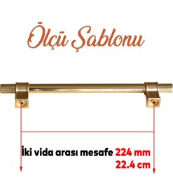 Resim Badem10 Hisar Altın Gold Düz Metal Kulp 224 mm Çekmece Mutfak Mobilya Dolabı Kulbu 