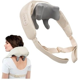 Resim Elektrikli Boyun Ve Sırt Masaj Aleti Kablosuz Boyun Ve Omuz Yoğurma Masaj Yastığı Beyaz 