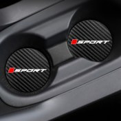 Resim 2 adet Kaymaz Karbon Fiber Bardak Tutucu Altlıkları - "SPORT" Dokulu Spor Yuvarlak Tasarım AUDI, BMW, Mercedes, VOLKSWAGEN, TOYOTA için - Dayanıklı PU Deri İç Aksesuarlar, Bardak Tutucuları için Araba Altlıkları 