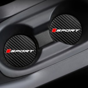 Resim 2 adet Kaymaz Karbon Fiber Bardak Tutucu Altlıkları - "SPORT" Dokulu Spor Yuvarlak Tasarım AUDI, BMW, Mercedes, VOLKSWAGEN, TOYOTA için - Dayanıklı PU Deri İç Aksesuarlar, Bardak Tutucuları için Araba Altlıkları 