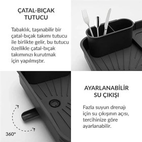 Resim AyrStore Açılır Kapanır Bulaşıklık Tabaklık, 40.4 x 32 x 8.6 Cm, Plastik, Antrasit 