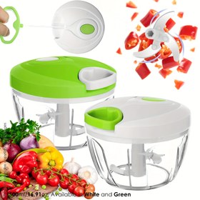 Resim 1 adet/500ml, Ağır Hizmet Tipi El Çekmeli Gıda Doğrayıcı, 5 Saniyede ve Kolay Çok Amaçlı Mutfak Aleti, Hızlı Sebze Doğrayıcı, Sarımsak, Zencefil, Otlar için, Dayanıklı Taşınabilir Yiyecek Kırıcı ile Hızlı Temizleme Tasarımı, Yemek Hazırlığı & Kamp İçin Mükemmel 