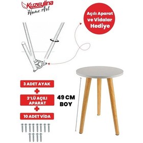 Resim Konik Sehpa Ayağı 49 Cm 3 Adet - 3'lü Plastik Ayak Bağlantı Aparatı Ve Vidalar Hediye 