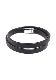 Resim Essential Black Düz Hakiki Deri Erkek Bileklik-90-09 Antrasit 