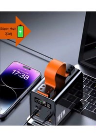 Resim Powerbank 30.000 Mah 2x Usb-c+2xusb-a+1xdc Çıkışlı 100w Apple Uyumlu MacBook Laptop Şarj Edilebilir Profesyonel Ş Siyah 
