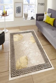 Resim Bej Renk Çerçeveli Halı Dekhera T1063 - 80X150 / Dot Taban 