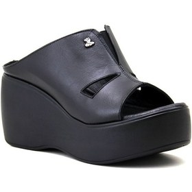 Resim Venüs 2313104 Hakiki Deri Dolgu Topuk Kadın Terlik - Siyah 