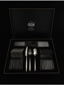 Resim Yvonne Parlak Solingen 96 Parça Kutulu Çatal Kaşık Bıçak Seti Gümüş 