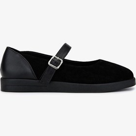 Resim Valmenti Kadın Hakiki Deri Siyah Babet Ayakkabı 434 0402 Bn Ayk Sk25-26 Syh Suet/syh Dr Siyah 