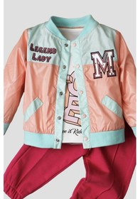 Resim Kız Bebek Tatlı Yağmurluk Ve Alt Üst 3'lü Takım. Mint Yeşili 