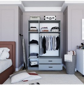 Resim Yaman Luna 3 Kapılı 2 Çekmeceli Elbise Dolabı-gardrop Luna 