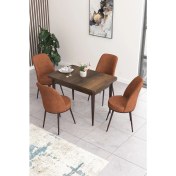 Resim Canisa Concept Nil Serisi 70 x 110 cm Sabit Barok Ahşap Desen Mutfak Masa Takımı+4 Adet Sandalye 