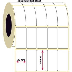 Resim İşimiz Etiket 40X20MM Beşli Silver Mat Etiket | 6 Rulo | 5000 Sarım | 