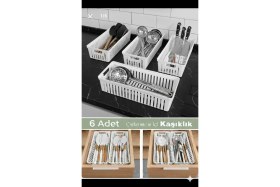 Resim Feyza Design 6'lı Beyaz Kaşıklık Seti Mutfak Düzenleyici Organizer 