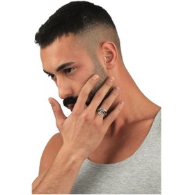 Resim Erkek Antik Gümüş Kaplama Dolama Model Kabartma Baskılı Yılan Formlu Yüzük Gümüş 