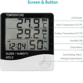 Resim Oem Htc 2 Dijital Ekranlı Termometre Isı Nem Sıcaklık Ölçer Htc-2 