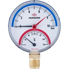 Resim Pakkens 100 MM 120 C Derece/ 6 Bar Kombine Ölçer. Termometre-manometre N11.719 