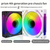 Resim Prism 4. Nesil Pro Şasi Fanı - 120mm RGB Fan PWM, 1650 RPM, 65 CFM, 5V/3-Pin & 12V/4-Pin, İleri/Arka Döner, Erkek/Kadın Bağlantıları, Siyah/Beyaz, Masaüstü CPU Soğutma, Oyun Konsolları, PC Kasa, Bilgisayar Fanı, Oyun Makinesi Soğutma, Şık Fan Tasarımı, Yüksek Kaliteli Yapım 