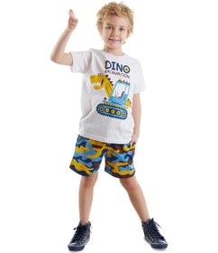 Resim Denokids Dino Kazı Erkek Çocuk T-shirt Kamuflaj Şort Takım Çok Renkli 