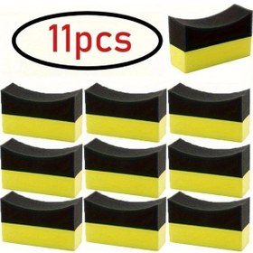 Resim Topnotch 11 Adet Araba Yıkama Süngeri Sarı Ve Gri Köşe Sileceği Lastik Fırçası Cila Süngeri Temizlik Seti 