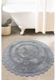 Resim Monre Gri Çap %100 Pamuklu 100x100 Cm Banyo Paspas Seti Renkli 