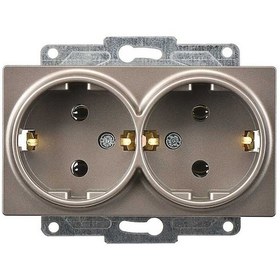 Resim Günsan Elektrik Eqona Radius Neoline Mocha Mekanizma İkili Topraklı Priz + Tuşkapak 