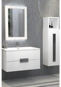 Resim Nueva 80 Cm Beyaz Banyo Dolabi (Boy Dolap Dahil) Çok Renkli 