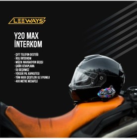 Resim Y20 Max Motorsiklet Intercom Su Geçirmez Kask 2 Kişi Telsiz Bağlantılı Intercom Rgb Intercom 