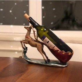 Resim Geyik Şaraplık Şişe Tutucu Yılbaşı Dekoratif Obje 