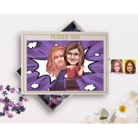 Resim Bk Gift Kişiye Özel Kız Kardeşler Karikatürlü 1000 Parça Profesyonel Puzzle-6 