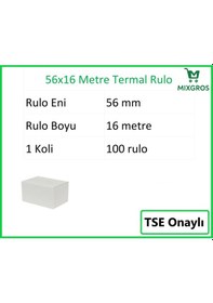 Resim 56x16 Metre Termal Kredi Kartı Ve Yazarkasa Pos Rulosu 100 Adet 