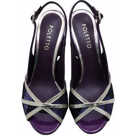 Resim Poletto Hakiki Deri /tekstil Altın-mor Sandalet Topuklu 380 13-524 Altın 