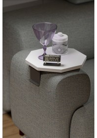 Resim Zigon Sehpa Yan Sehpa Ayarlanabilir Tepsi Dekoratif Modern Tepsi Sekizgen Beyaz Beyaz 